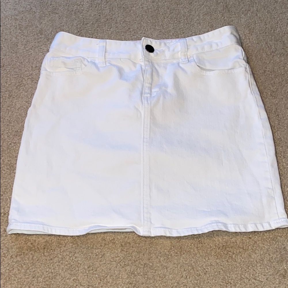 J. Crew Vintage White Denim Mini Skirt Gem